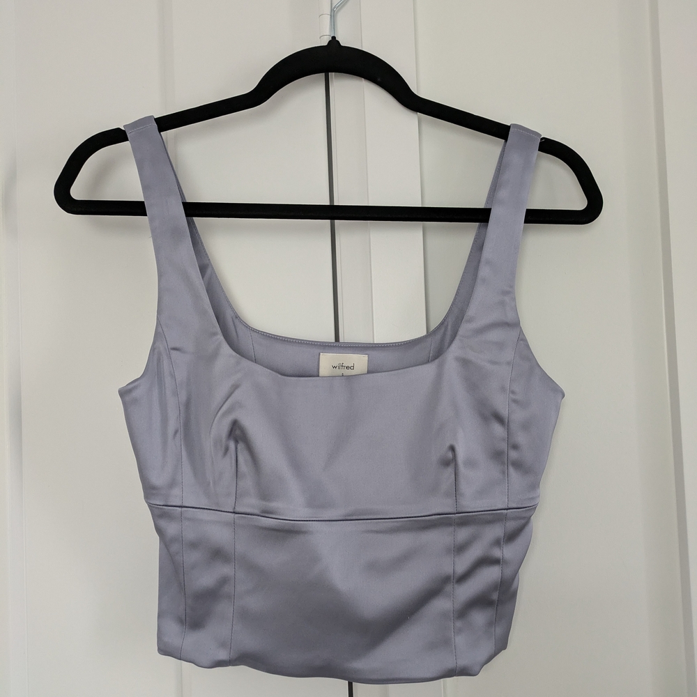 Purple Fitted Sleeveless Crop Tank Top with Bustier Style